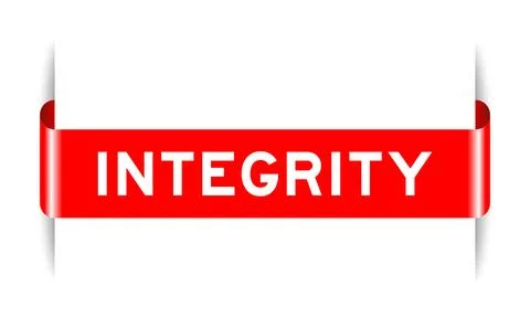 Red color inserted label banner with word integrity on white background イラスト素材