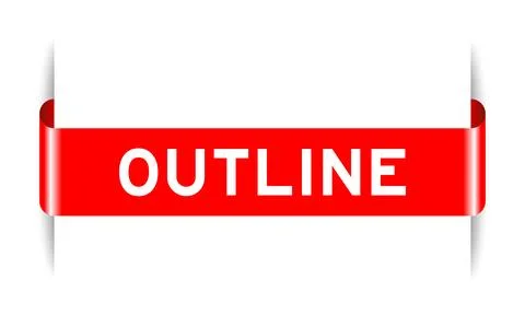 Red color inserted label banner with word outline on white background Illustrazione stock