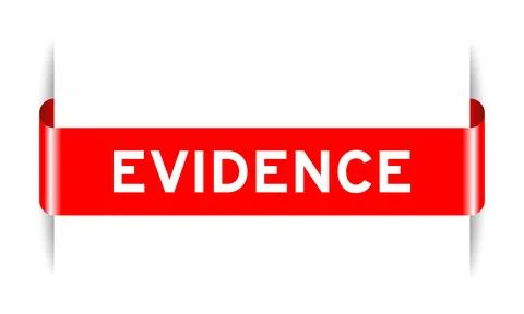 Red color inserted label banner with word evidence on white background Stock Illustration