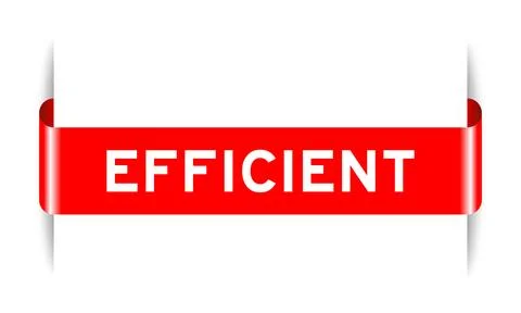 Red color inserted label banner with word efficient on white background 스톡 일러스트