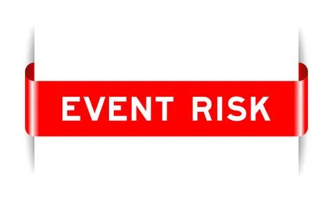 Red color inserted label banner with word event risk on white background Illustrazione stock
