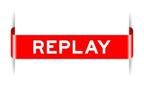 Red color inserted label banner with word replay on white background Stock Illustration