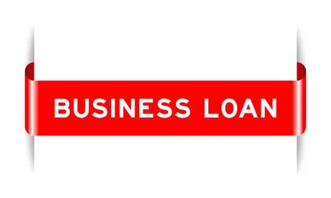Red color inserted label banner with word business loan on white background Stock Illustration