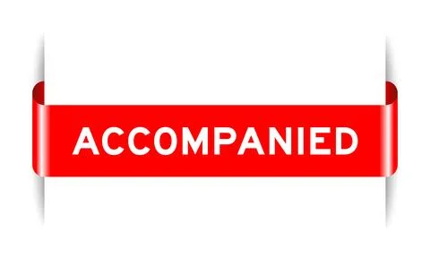 Red color inserted label banner with word accompanied on white background Stock Illustration