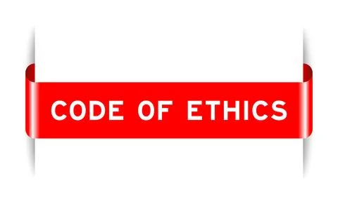 Red color inserted label banner with word code of ethics on white background イラスト素材