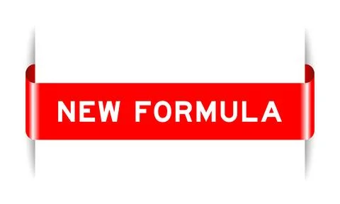 Red color inserted label banner with word new formula on white background Stock Illustration