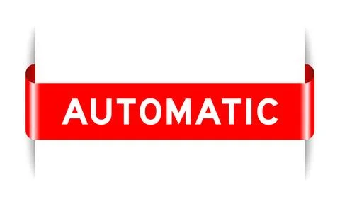 Red color inserted label banner with word automatic on white background Stock Illustration