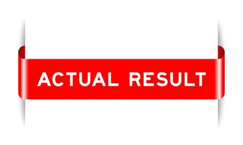 Red color inserted label banner with word actual result on white background 스톡 일러스트