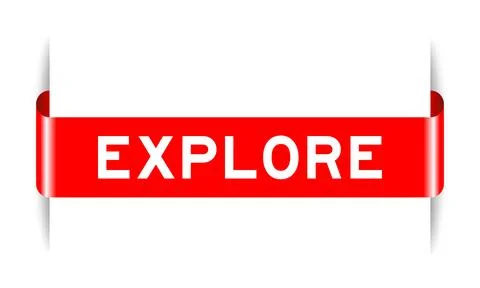 Red color inserted label banner with word explore on white background Stock Illustration
