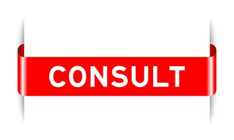 Red color inserted label banner with word consult on white background Illustrazione stock