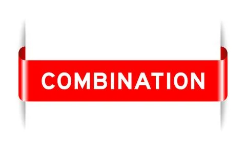 Red color inserted label banner with word combination on white background Ilustração Stock