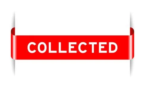 Red color inserted label banner with word collected on white background Stock Illustration