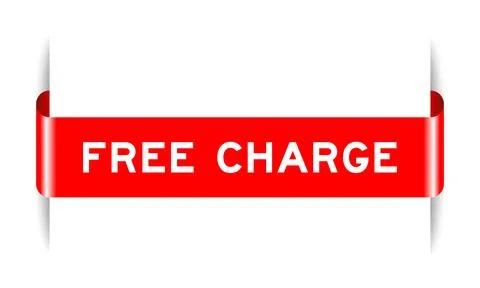 Red color inserted label banner with word free charge on white background 스톡 일러스트