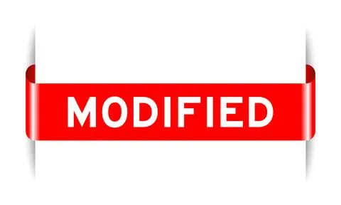Red color inserted label banner with word modified on white background Stock Illustration