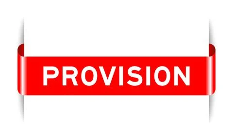 Red color inserted label banner with word provision on white background Stock Illustration