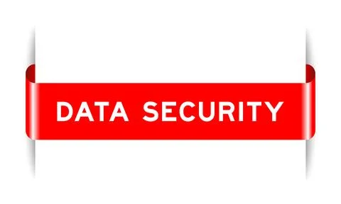 Red color inserted label banner with word data security on white background Illustrazione stock