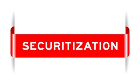 Red color inserted label banner with word securitization on white background Stock Illustration