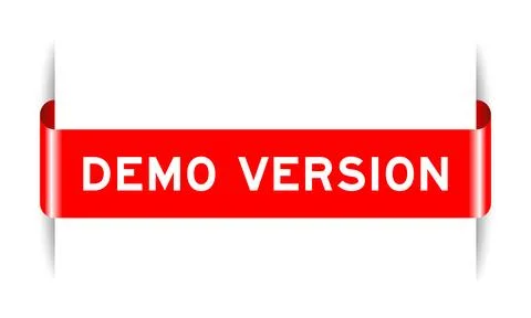 Red color inserted label banner with word demo version on white background Stock Illustration