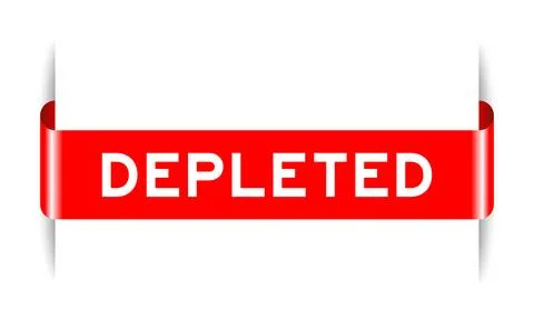 Red color inserted label banner with word depleted on white background Stock Illustration