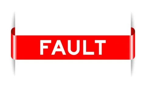 Red color inserted label banner with word fault on white background Illustrazione stock