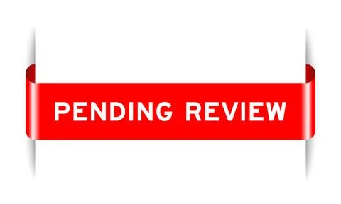 Red color inserted label banner with word pending review on white background イラスト素材