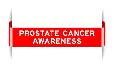 Red color inserted label banner with word prostate cancer awareness on whit.. Stock Illustration