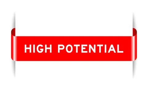 Red color inserted label banner with word high potential on white background Illustrazione stock