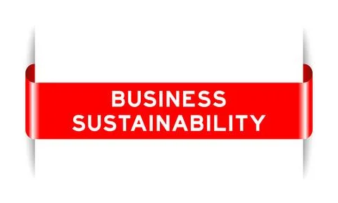 Red color inserted label banner with word business sustainability on white .. Stock Illustration
