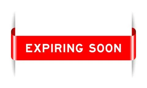Red color inserted label banner with word expiring soon on white background Stock-Illustration