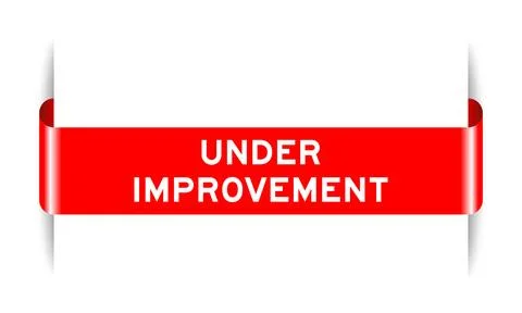 Red color inserted label banner with word under improvement on white backgrou イラスト素材