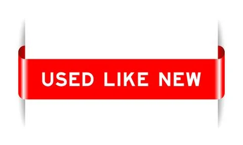 Red color inserted label banner with word used like new on white background Stock Illustration
