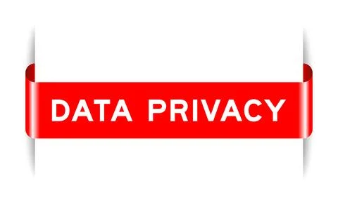 Red color inserted label banner with word data privacy on white background Stock Illustration
