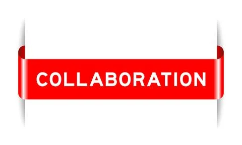 Red color inserted label banner with word collaboration on white background Stock Illustration