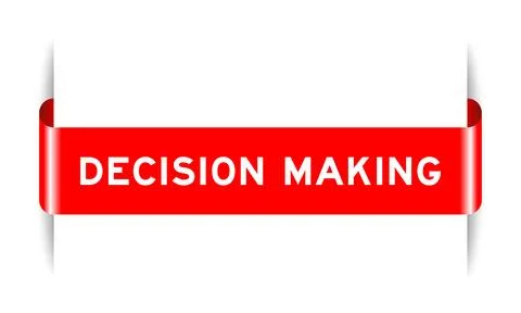 Red color inserted label banner with word decision making on white background Stock Illustration