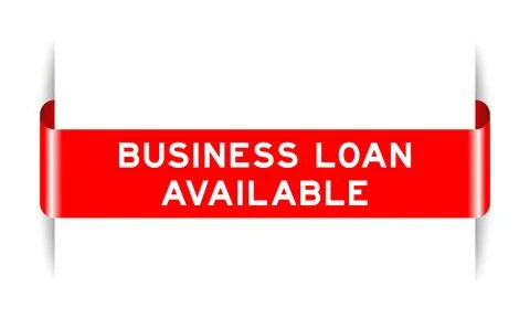 Red color inserted label banner with word business loan available on white .. Stock Illustration