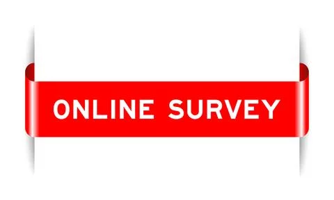 Red color inserted label banner with word online survey on white background Stock Illustration
