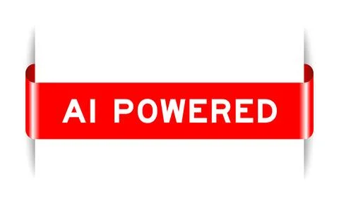 Red color inserted label banner with word AI powered on white background Stock Illustration