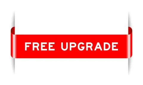 Red color inserted label banner with word free upgrade on white background Stock Illustration