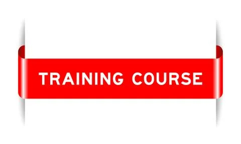 Red color inserted label banner with word training course on white background Stock Illustration