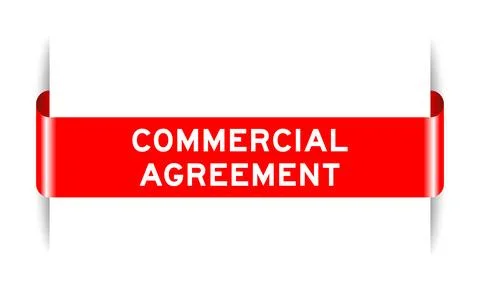 Red color inserted label banner with word commercial agreement on white bac.. Illustrazione stock