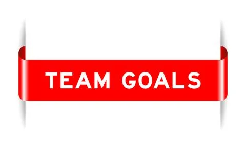 Red color inserted label banner with word team goals on white background 库存插图