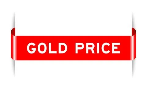 Red color inserted label banner with word gold price on white background Stock Illustration