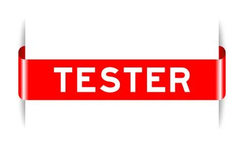 Red color inserted label banner with word tester on white background Stock Illustration
