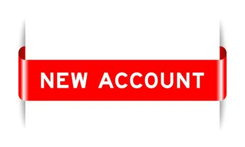 Red color inserted label banner with word new account on white background 스톡 일러스트