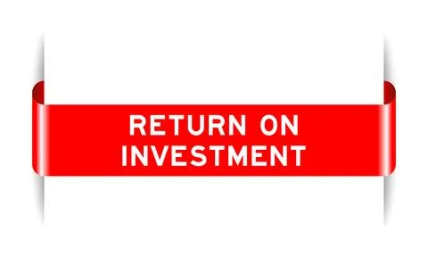 Red color inserted label banner with word return on investment on white bac.. Stock Illustration