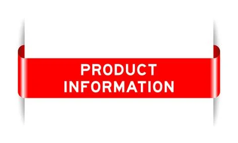 Red color inserted label banner with word product information on white back.. Stock Illustration