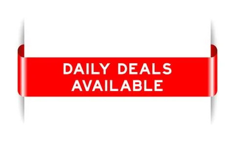 Red color inserted label banner with word daily deals available on white ba.. Stockillustratie