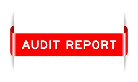 Red color inserted label banner with word audit report on white background Stock Illustration