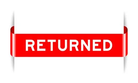 Red color inserted label banner with word returned on white background Stock Illustration