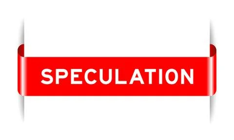 Red color inserted label banner with word speculation on white background Stock Illustration
